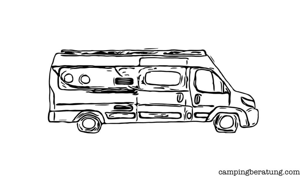 Kastenwagen als Icon Zeichnung 6/9 Campern