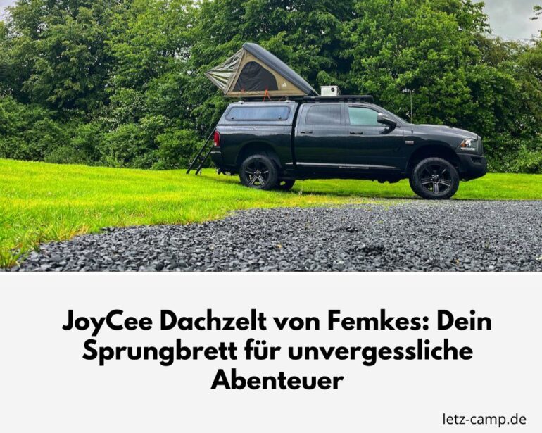 JoyCee auf Dodge Ram 1500 beim Campen auf Parkplatz